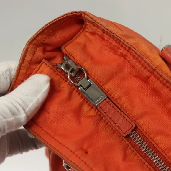 PRADA Tote Bag Nylon Orange Silver Auth - Picture 9 of 15